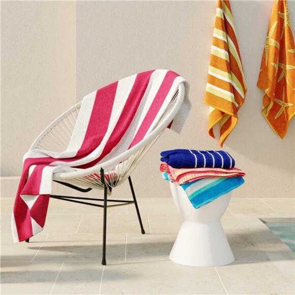 Beach Towel, Royal Blue Multi-Stripe - Picture 5 of 5